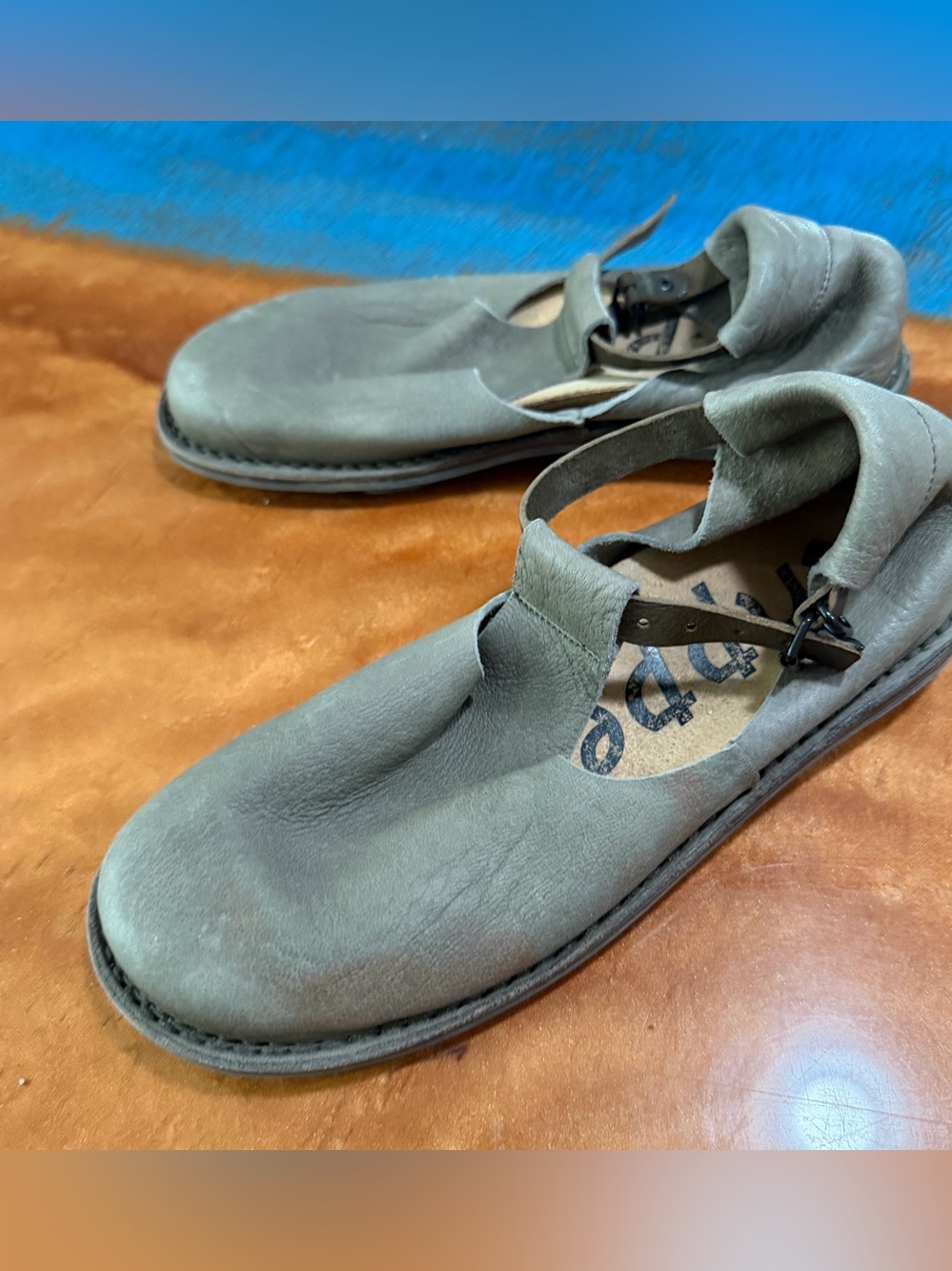 Trippen Suede leather T Strap Loafers mary jane shoes